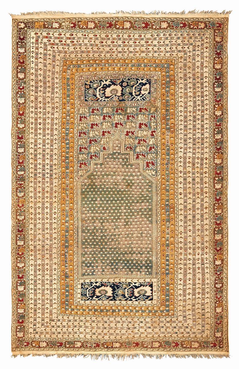 A Ghiordes prayer rug late 19th  early 20th century cm 182x128. Sides not originally.  - Auction Fine Carpets - Cambi Casa d'Aste