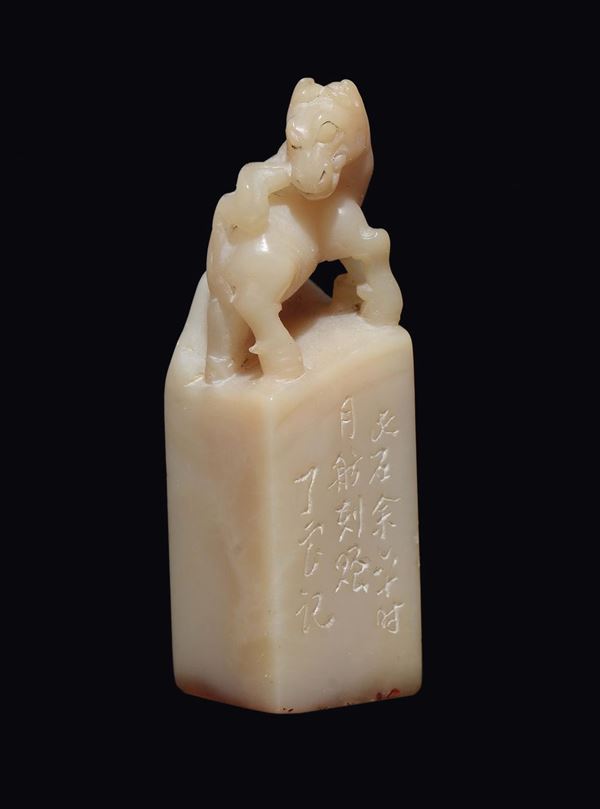 A small soapstone seal with horse, China, Qing Dynasty, 19th century