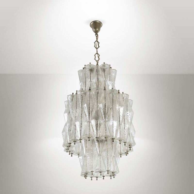 Lampada da sospensione con elementi in vetro soffiato.  - Auction Design - III - Cambi Casa d'Aste