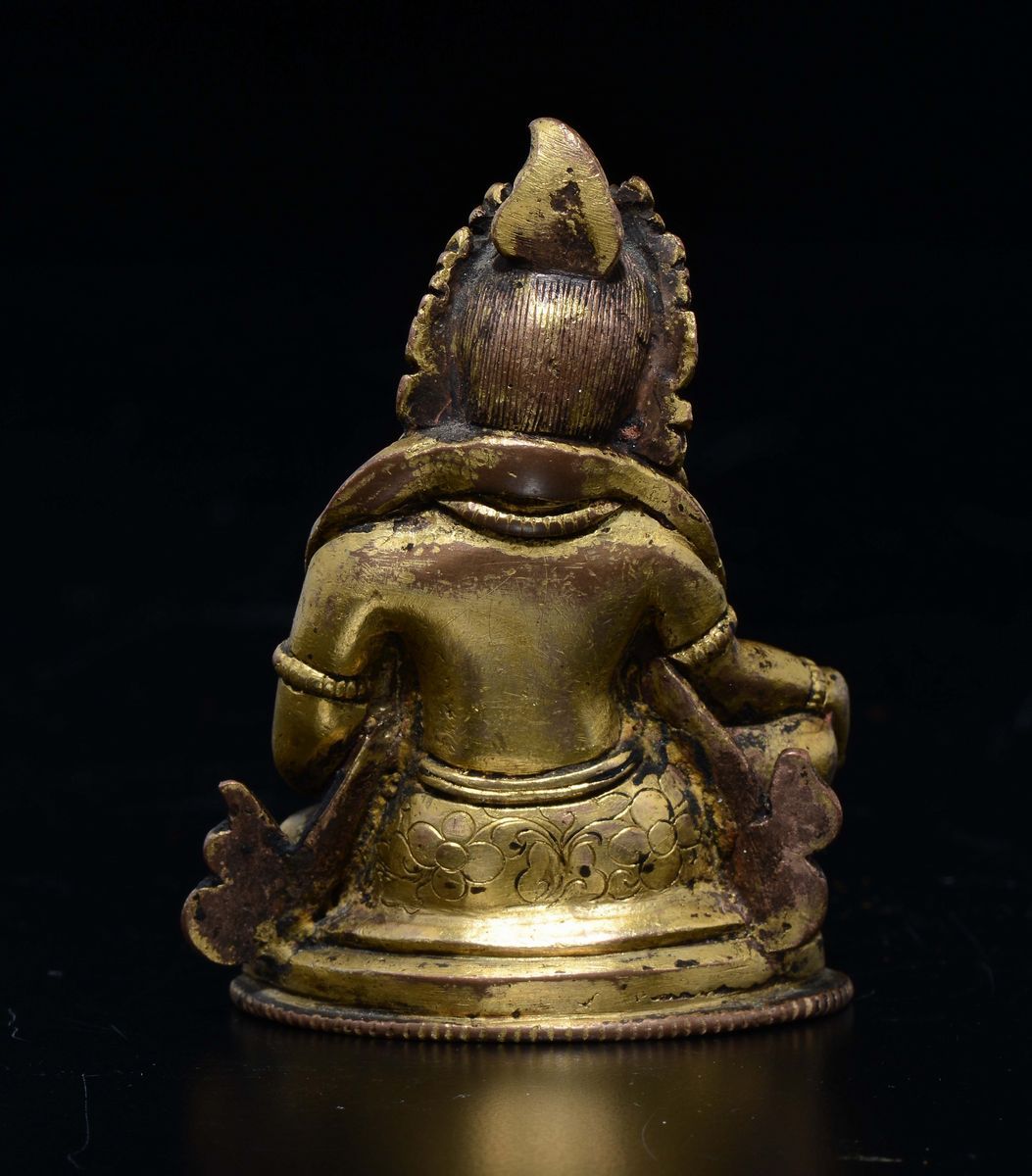 Figura di Pita-jambhala in Bronzo Dorato, Tibet, XVII Secolo