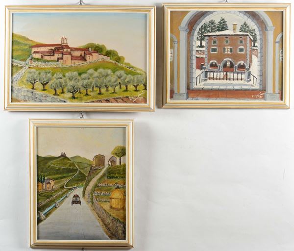 Lotto di tre dipinti diversi