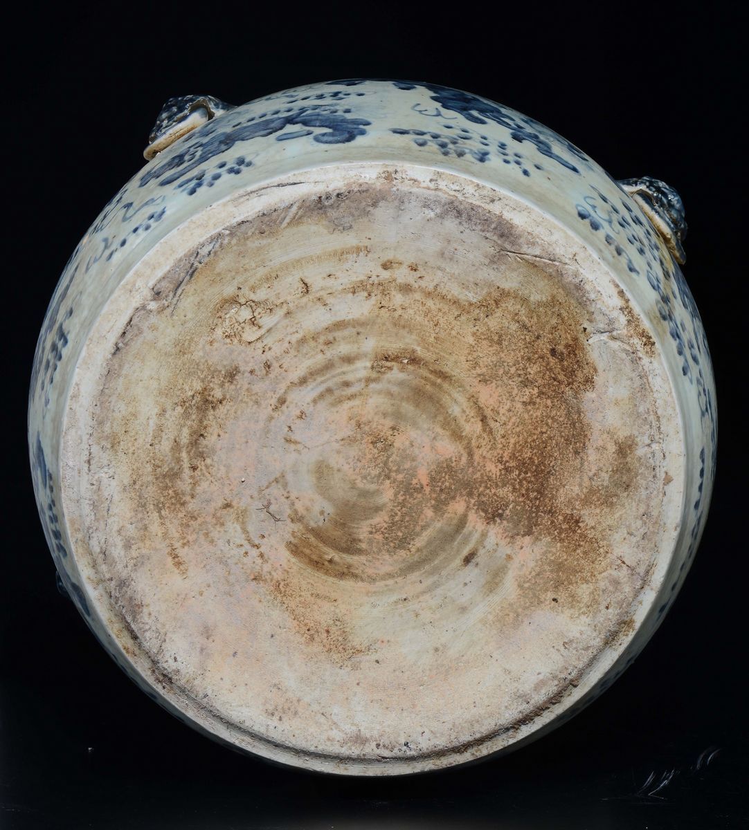 Coppia di Cachepot in Porcellana Bianca e Blu con Anse Ad Anelli, Cina, XX Secolo