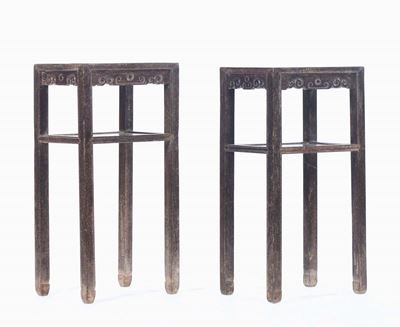 Due Alzate Rettangolari in Legno di Homu, Cina, Dinastia Qing, XIX Secolo