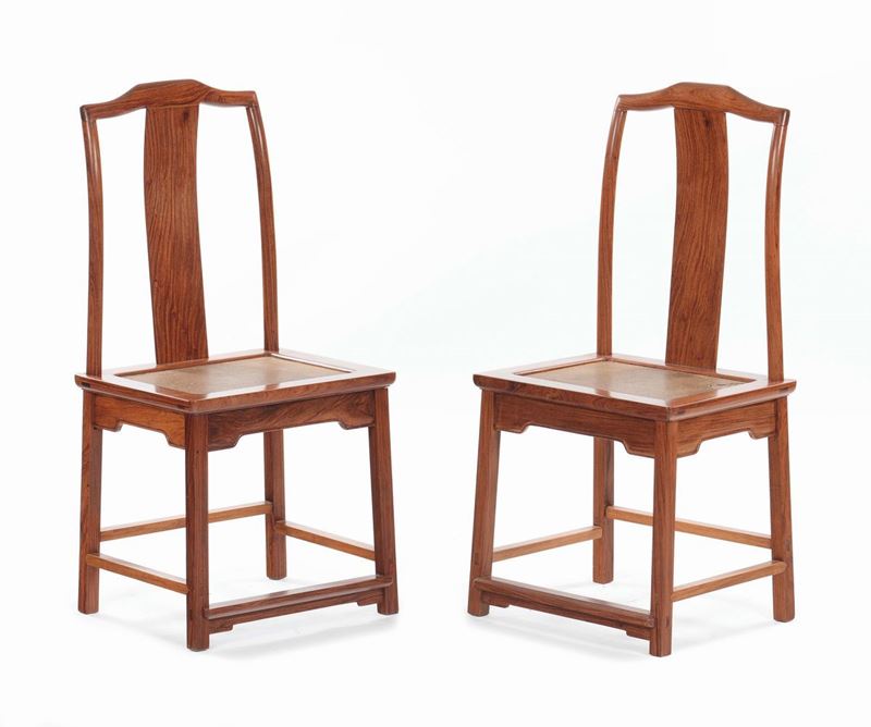 A pair of huanghuali high continuous yokeback, China, 20th century  - Auction Fine Chinese Works of Art - Cambi Casa d'Aste