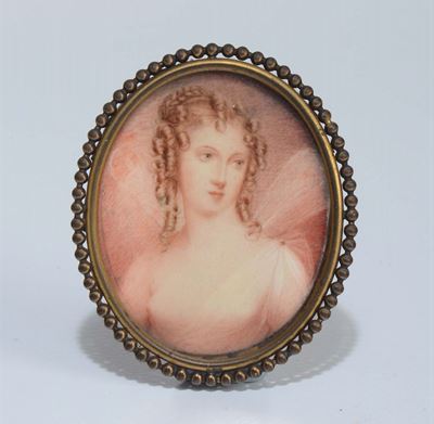 Due Miniature su Avorio Raffiguranti Nobildonne, XIX Secolo