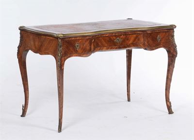 Bureau Plat in Stile Lastronato con Apllicazioni di Bronzi Dorati, XIX Secolo