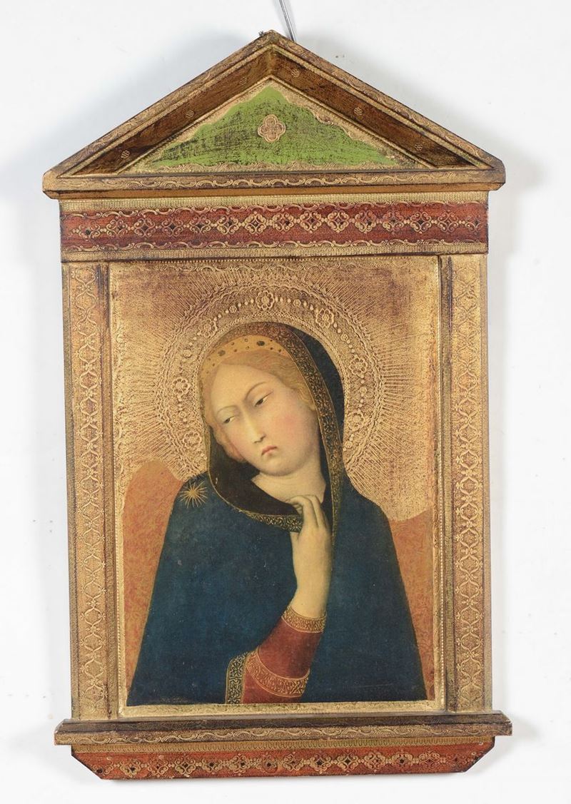Madonna su fondo oro, copia del XX secolo  - Asta Antiquariato - Cambi Casa d'Aste