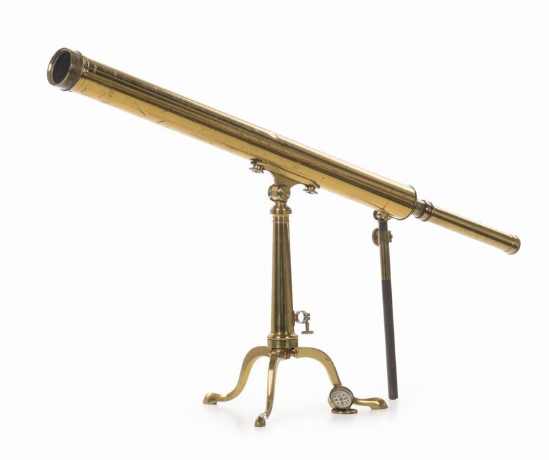Telescopio da tavolo con treppiede in ottone, Italia, XIX secolo  - Asta Arte Marinara e Strumenti Scientifici - Cambi Casa d'Aste