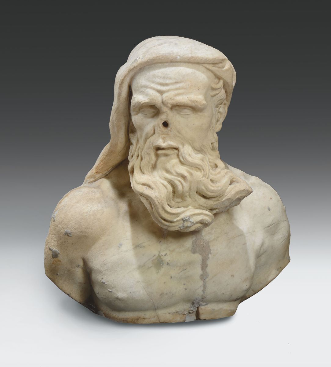 Busto Virile in Marmo, Arte Veneta Barocca del XVII Secolo, Artista Prossimo a Orazio Marinali (1...