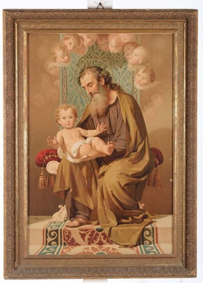 Stampa Raffgurante Santo con Bambino