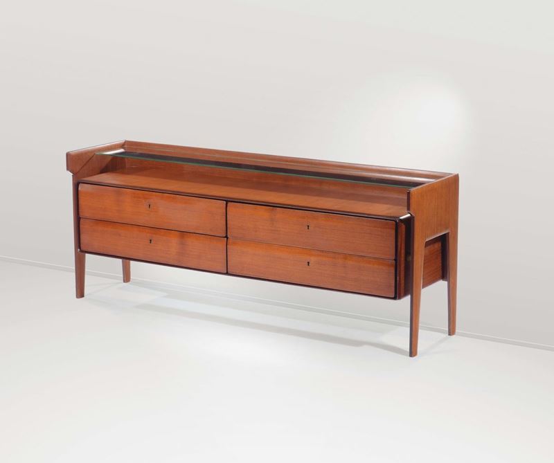 Credenza in teak con piano in cristallo.  - Auction Design - III - Cambi Casa d'Aste