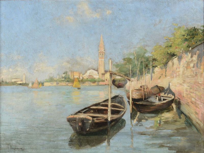 Pietro Fragiacomo (1856-1922), attribuito a Venezia  - Asta Dipinti del XIX e XX secolo - Cambi Casa d'Aste