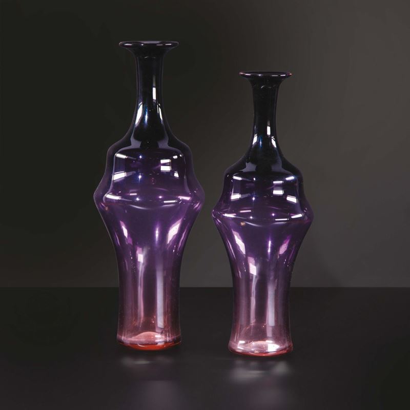 Coppia di vasi in vetro di Murano.  - Auction Design - III - Cambi Casa d'Aste
