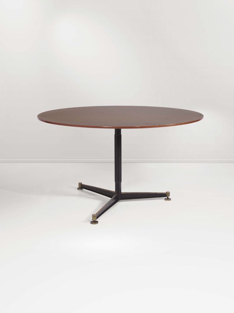 Tavolo in acciaio verniciato, legno e ottone.  - Auction Design - III - Cambi Casa d'Aste