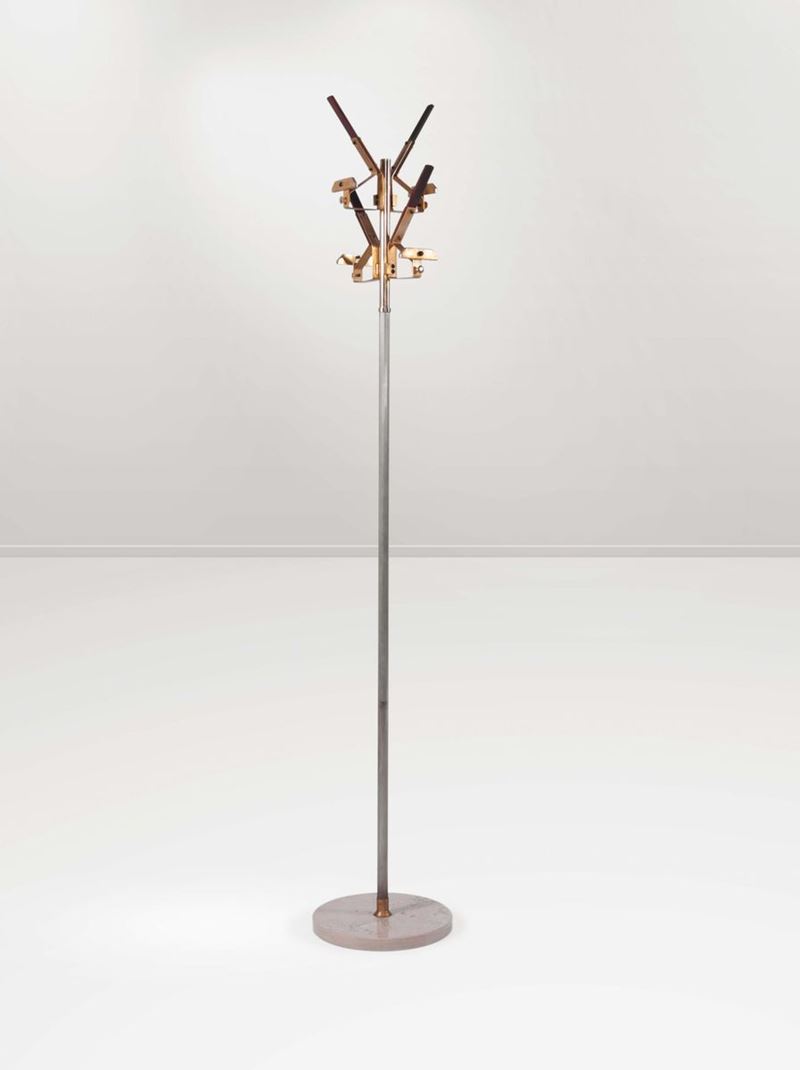 Attaccapanni in teak, ottone e metallo.  - Auction Design - III - Cambi Casa d'Aste