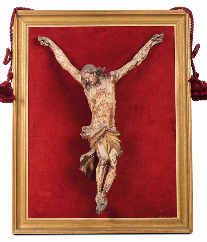 Cristo in legno intagliato e laccato in policromia, Genova XVIII secolo  - Asta Asta a Tempo Scultura - Cambi Casa d'Aste