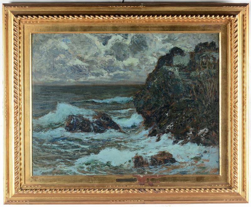Giuseppe Sacheri (1863 - 1950) Marina notturna  - Auction 19th and 20th Century Paintings - Cambi Casa d'Aste