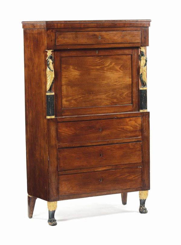 Secretaire Impero lastronato, XIX secolo