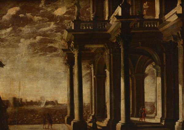 Scuola del XVII secolo Architetture classiche con colonne
