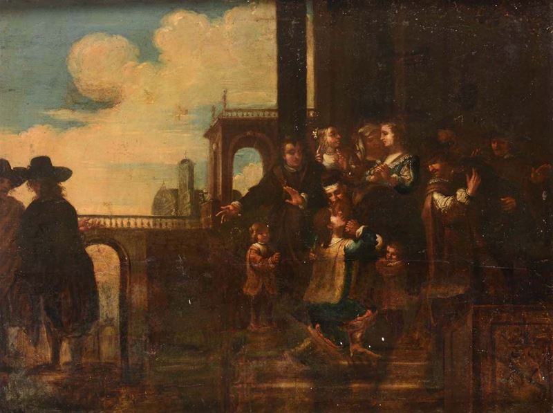 Scuola Toscana del XVII secolo Figure e architetture  - Auction Old Masters Paintings - Cambi Casa d'Aste
