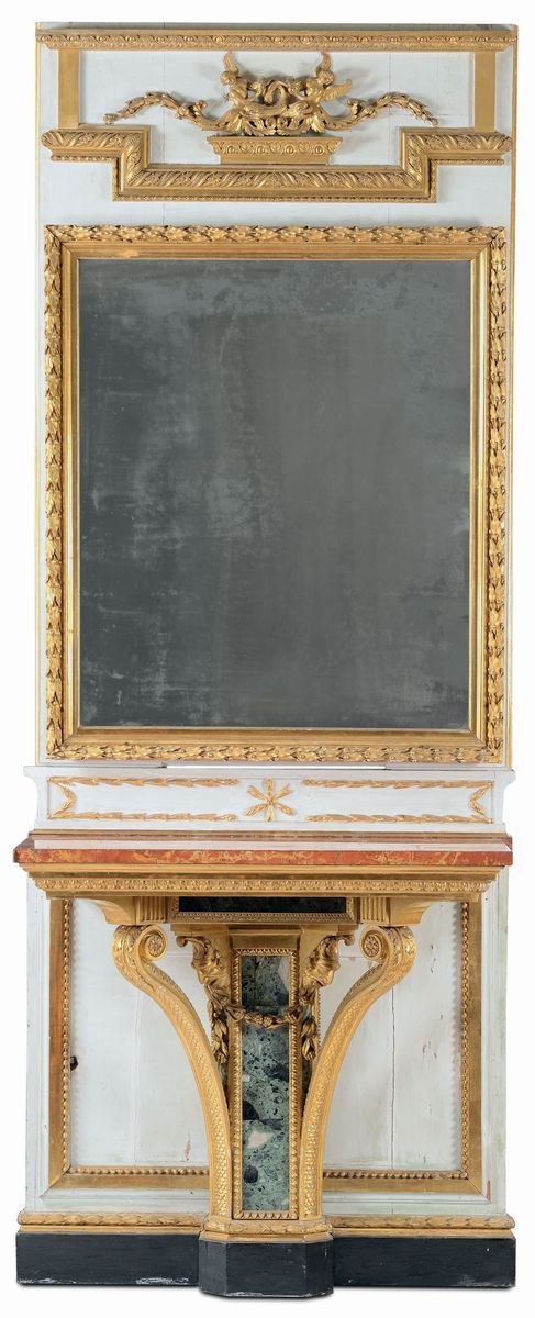 Console da muro in legno laccato e dorato, XIX secolo  - Asta Importanti Oggetti e Arredi - Cambi Casa d'Aste
