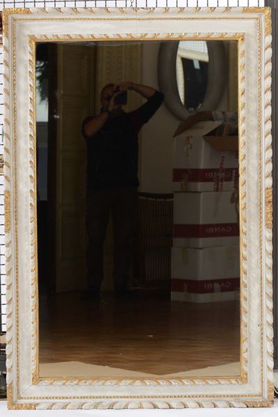 Specchiera in Legno Laccato e Dorato, XIX Secolo