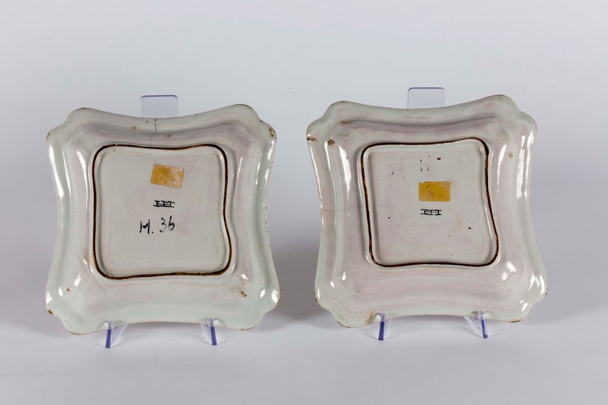 Due Piatti Quadrangolari Ungheria, Bottega a Holitsch della Seconda Metà del XVIII Secolo