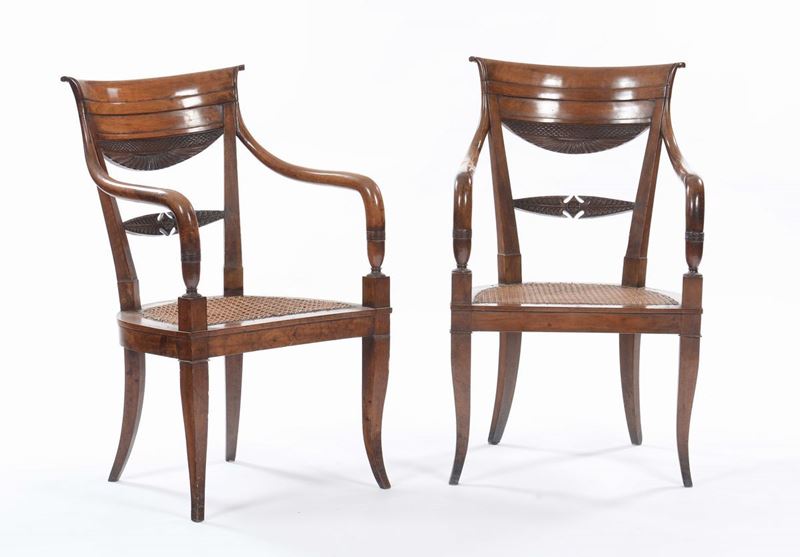Coppia di poltrone Direttorio, XIX secolo  - Auction Fine Art - Cambi Casa d'Aste