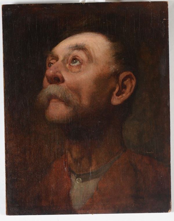 Anonimo del XIX secolo Ritratto di vecchio con baffi