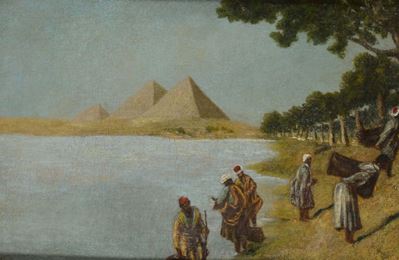 Gyula Tornai (1861-1928)paesaggio con Piramidi