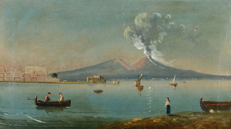 Scuola Napoletana del XX secolo Veduta del Vesuvio  - Asta Antiquariato - Cambi Casa d'Aste