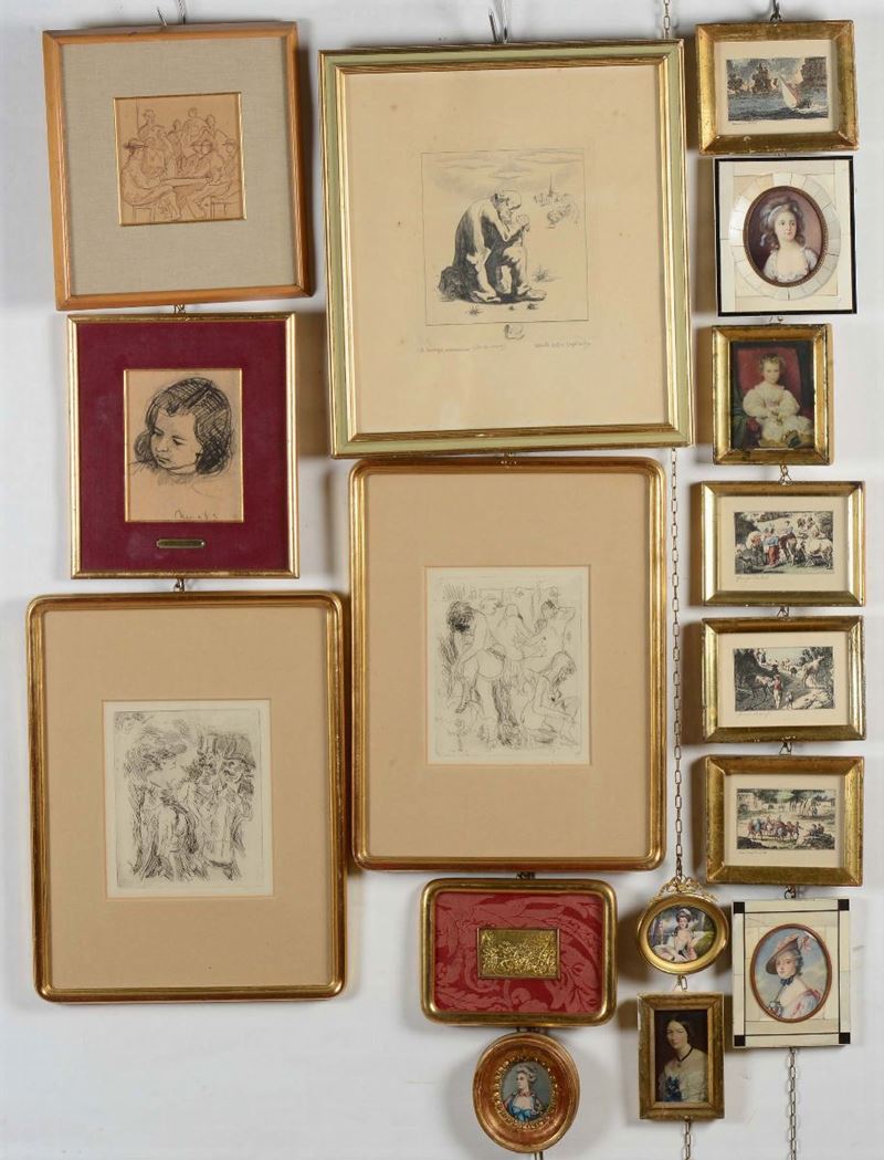 Lotto di miniature, disegni e stampine  - Auction Fine Art - Cambi Casa d'Aste