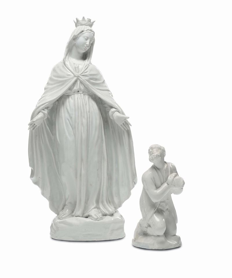 Madonna della Misericordia con il Beato Botta in maiolica bianca, Savona XIX secolo  - Asta Antiquariato - Cambi Casa d'Aste