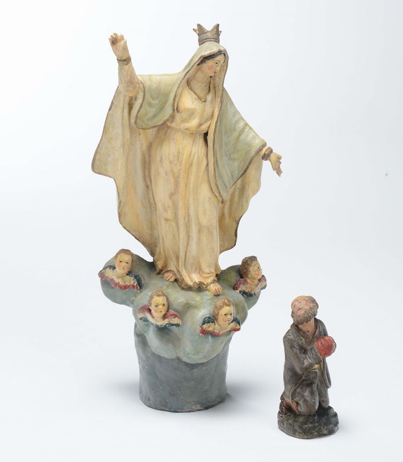 Madonna della Misericordia con il Beato Botta in terracotta, Savona fine XVIII secolo  - Asta Antiquariato - Cambi Casa d'Aste