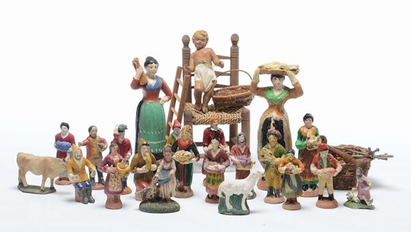 Lotto di statuine da presepe in terracotta, Albissola XX secolo
