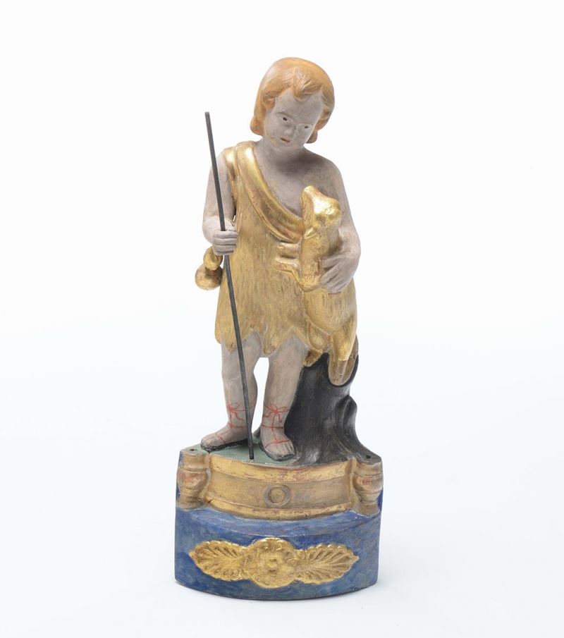 San Giovannino in terracotta policroma, XX secolo  - Asta Antiquariato - Cambi Casa d'Aste