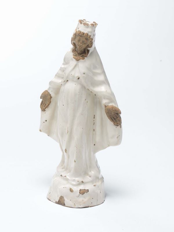 Madonna della Misericordia in maiolica bianca, Savona XVIII secolo