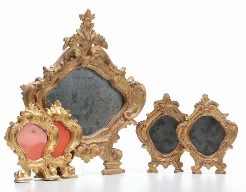 Cinque cartaglorie interamente dorate, XIX secolo  - Auction Fine Art - Cambi Casa d'Aste