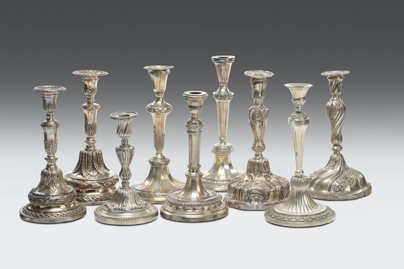 Nove modelli in metallo per candelieri genovesi Luigi XV e Luigi XVI (43)  - Auction Collectors' Silver and Objets de Vertu - Cambi Casa d'Aste