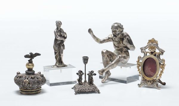 Lotto di oggetti in argento e lega argentata, XIX-XX secolo