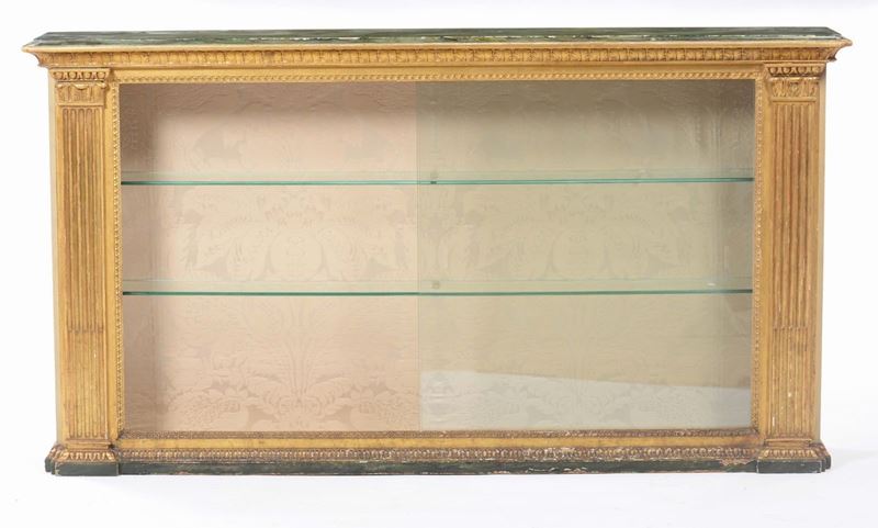 Libreria bassa in legno dorato e dipinto, XIX secolo  - Asta Antiquariato - Cambi Casa d'Aste