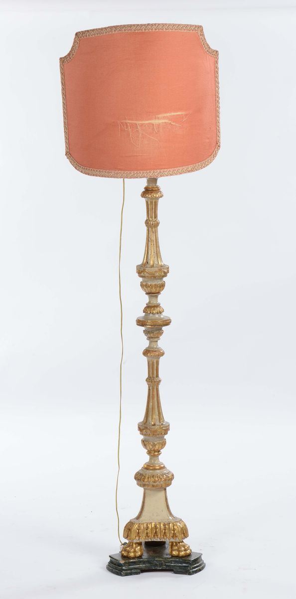 Torciera in legno laccato e dorato, XVIII secolo  - Auction Fine Art - Cambi Casa d'Aste