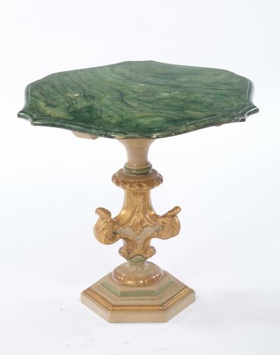 Piccolo Tavolino da Appoggio Laccato e Dorato, XX Secolo