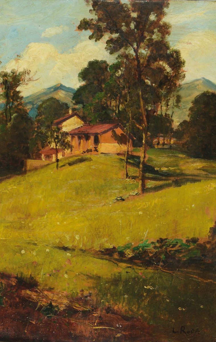 Leonardo Roda (1868-1933) Paesaggio montano  - Asta Antiquariato - Cambi Casa d'Aste