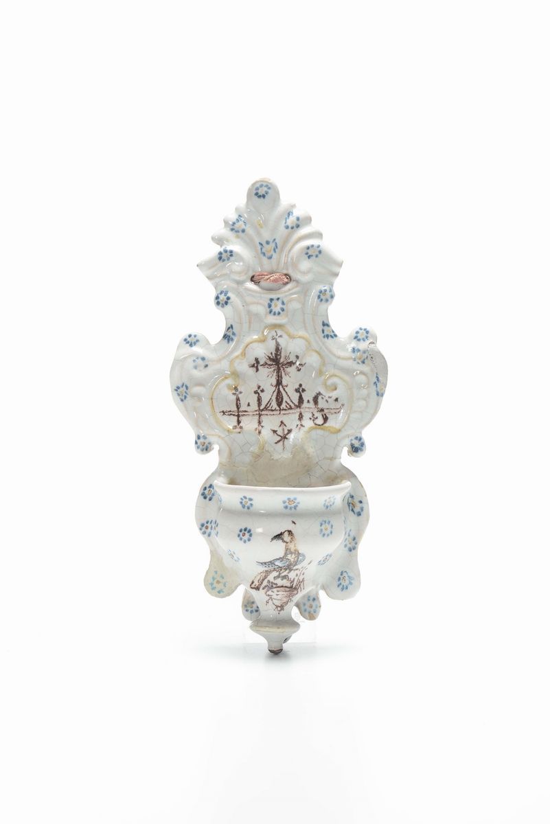 Lotto di Sei Acquasantiere in Maiolica Policroma, XIX-XX Secolo