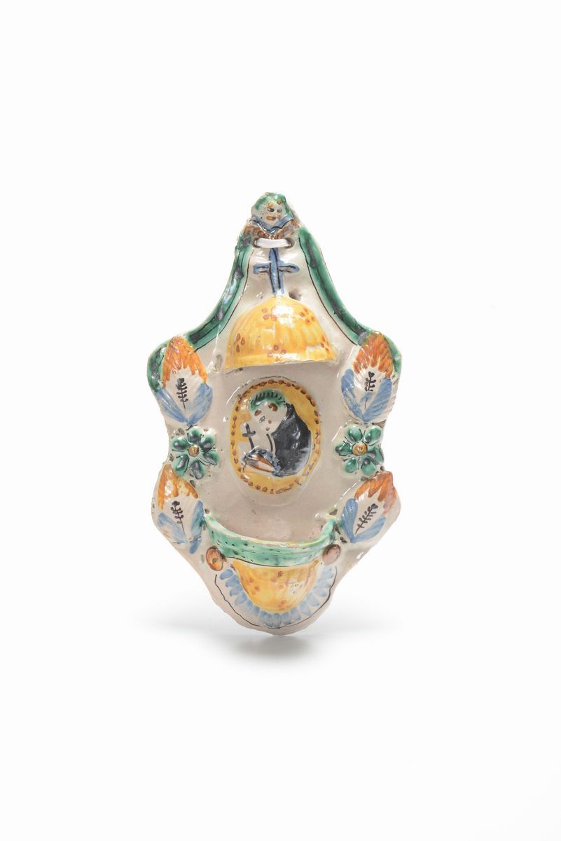 Lotto di Quattro Acquasantiere in Maiolica Policroma, XVIII-XIX Secolo