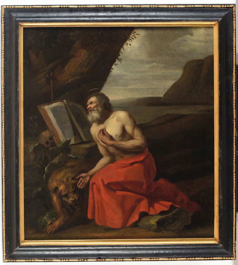 Gerard Seghers Anversa 1591-1651) attribuito a La penitenza di San Gerolamo  - Asta Antiquariato - Cambi Casa d'Aste
