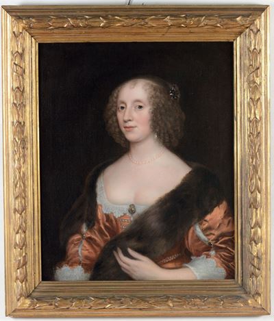 Peter Lely (soest 1618 - Londra 1680), Ambito Difigura Femminile con Stola in Pelliccia