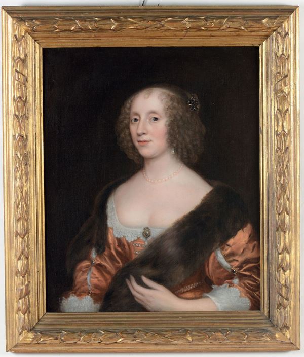 Peter Lely (Soest 1618 - Londra 1680), ambito di Figura femminile con stola in pelliccia