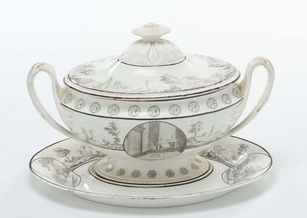 Zuppiera biansata in terraglia, XIX secolo